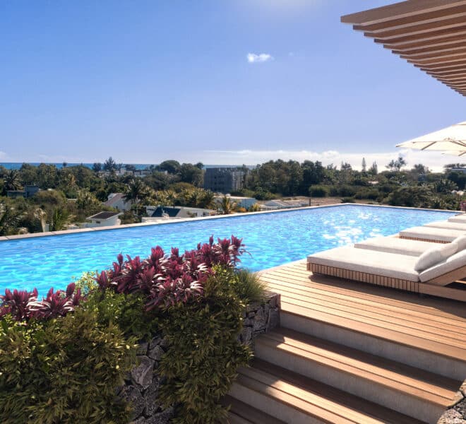 Piscine et Terrasse Commune pour appartement et penthouse à Grand Baie